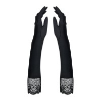 Высокие перчатки с камнями и кружевом Obsessive Miamor gloves, черные One size