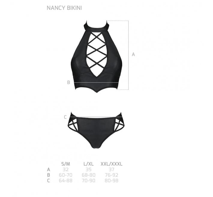 Комплект з еко-шкіри Passion Nancy Bikini black L/XL