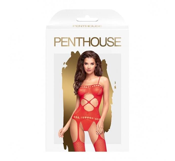 Бодистокинг с вырезом на животике Penthouse Hot Nightfall Красный S/L