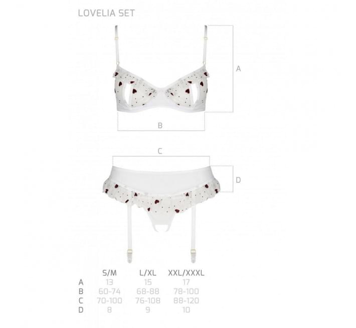 Сексуальный комплект с поясом для чулок Passion LOVELIA SET white S/M