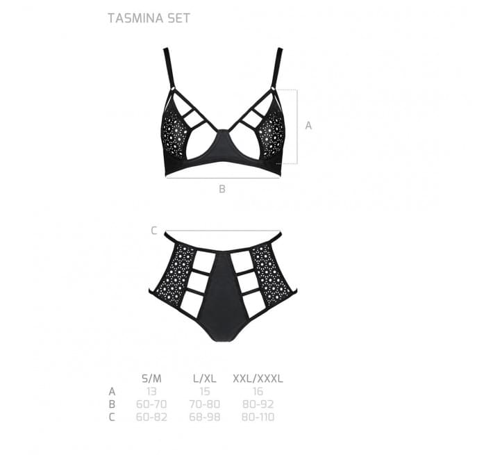 Комплект білизни Passion TASMINA SET black S/M