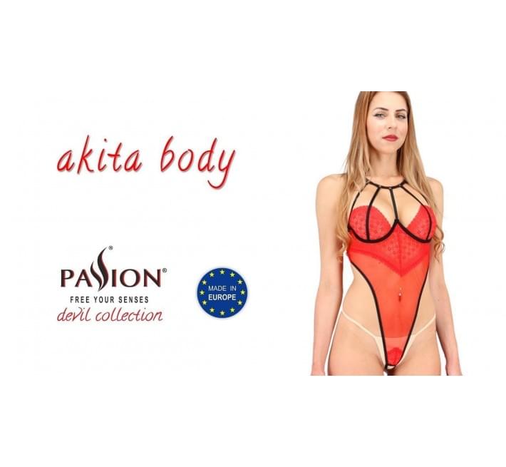 Боді із високим вирізом стегна Passion AKITA BODY Червоний XXL/XXXL