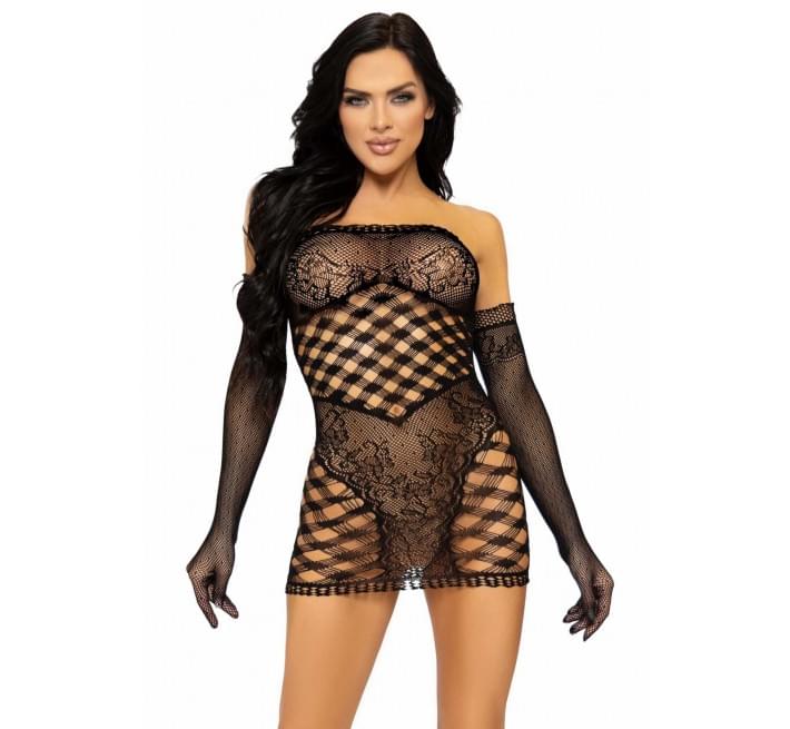 Платье Leg Avenue 2 PC Tube dress and gloves Black One size