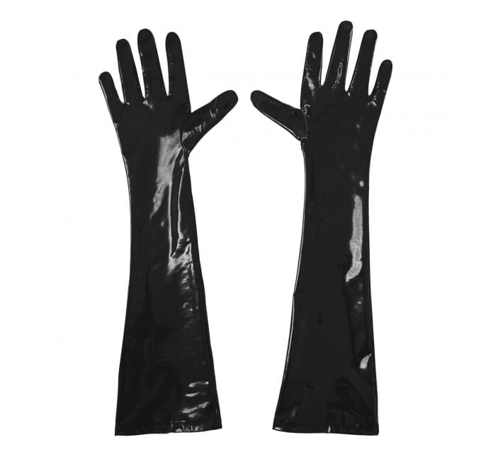 Глянцевые перчатки виниловые Art of Sex - Lora, размер M, цвет Черный