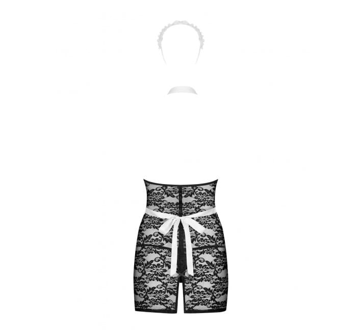 Эротический костюм горничной Obsessive Servgirl costume черно-белый S/M