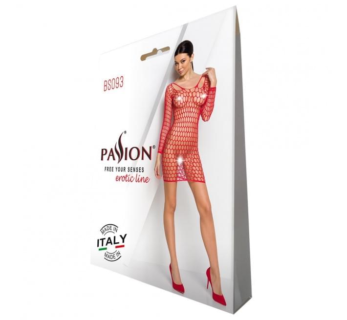 Бодістокінг-сукня з глибоким коміром Passion BS093 red