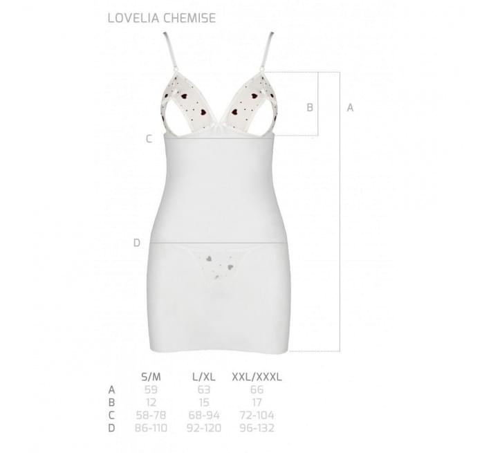 Рубашка с вырезами на груди + стринги Passion LOVELIA CHEMISE white L/XL