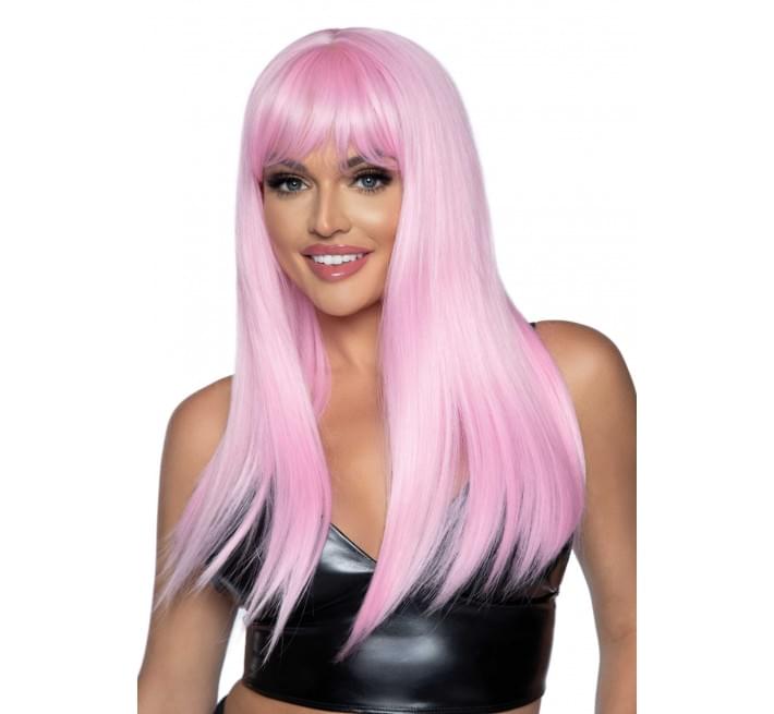 Длинный розовый парик Leg Avenue Long straight bang wig, гладкая, 61 см