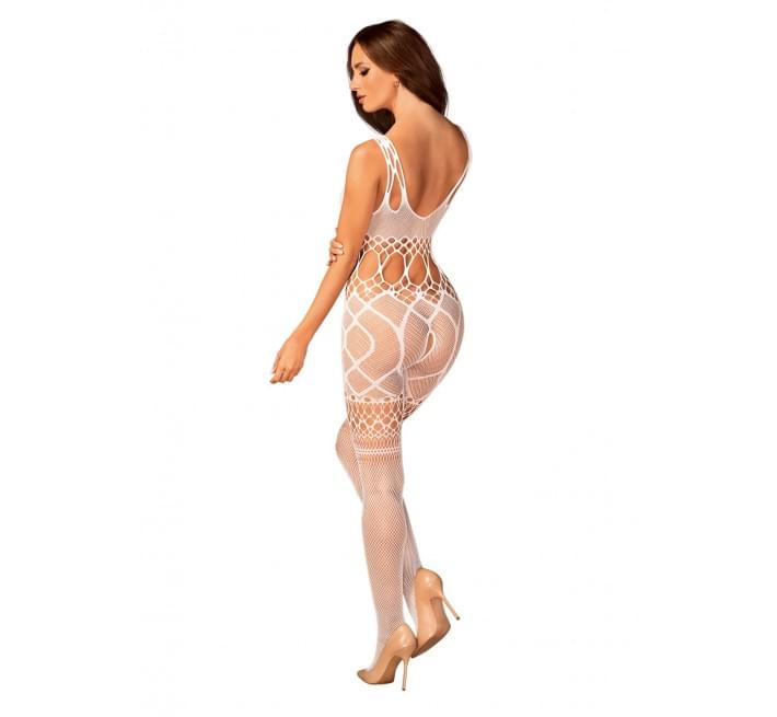 Сітчастий бодістокінг з імітацією топа та шортів Obsessive Bodystocking G330 білий XL/XXL