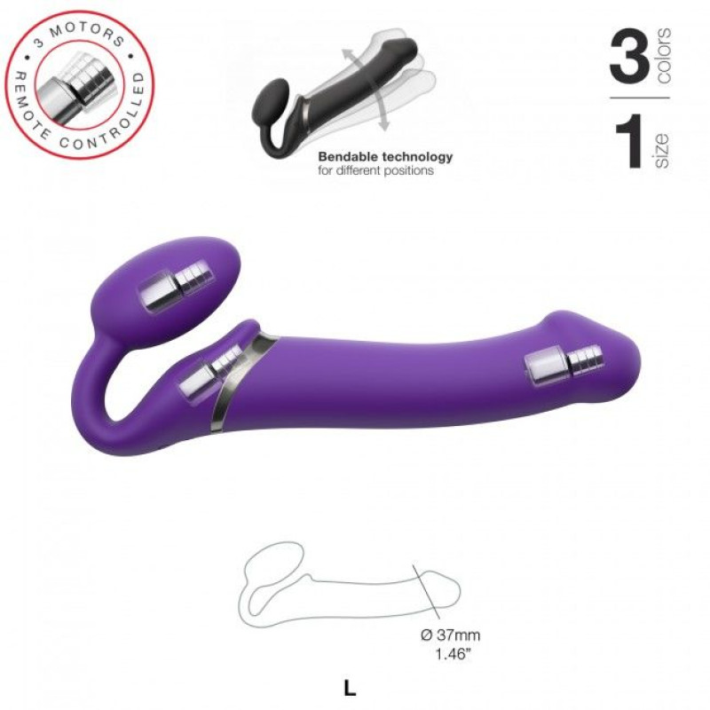Безремневий страпон із вібрацією Strap-On-Me Vibrating Фіолетовий L