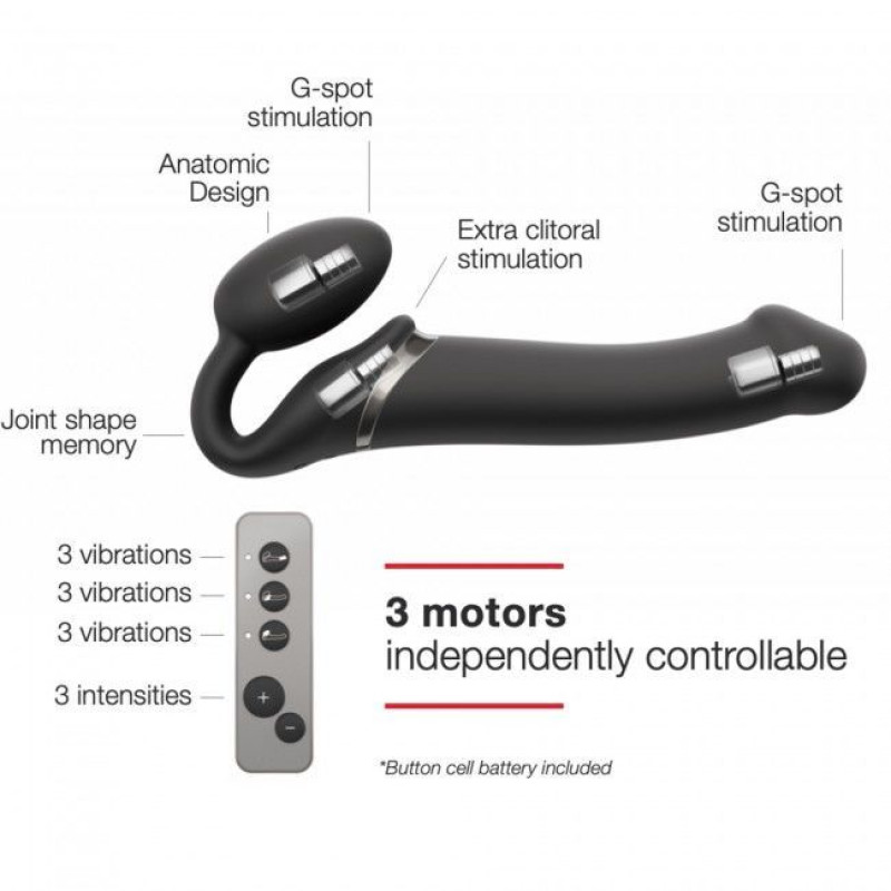 Безремневий страпон із вібрацією Strap-On-Me Vibrating Чорний M