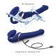 Безременный вибрострапон с вакуумной стимуляцией Strap-On-Me MULTI ORGASM Blue L, регулируемый