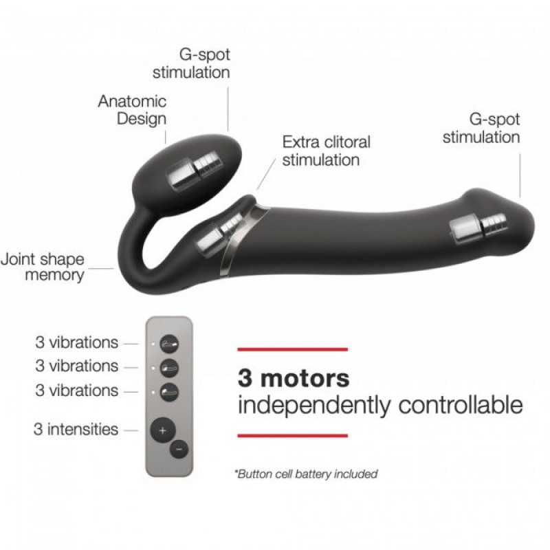 Безремневий страпон із вібрацією Strap-On-Me Vibrating Чорний L