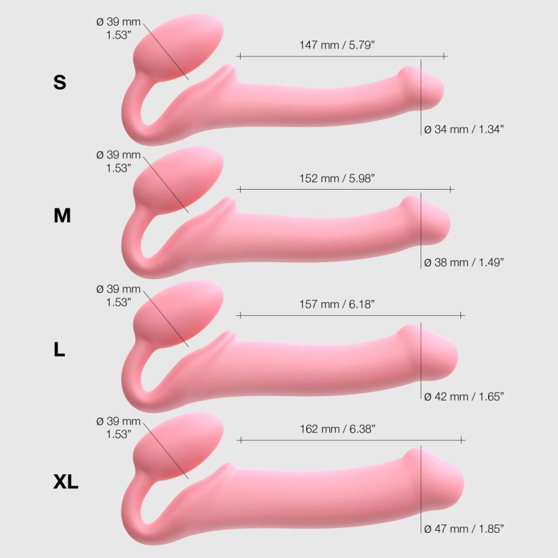 Безремінний страпон Strap-On-Me Rose XL, повністю регульований, діаметр 4,5 см