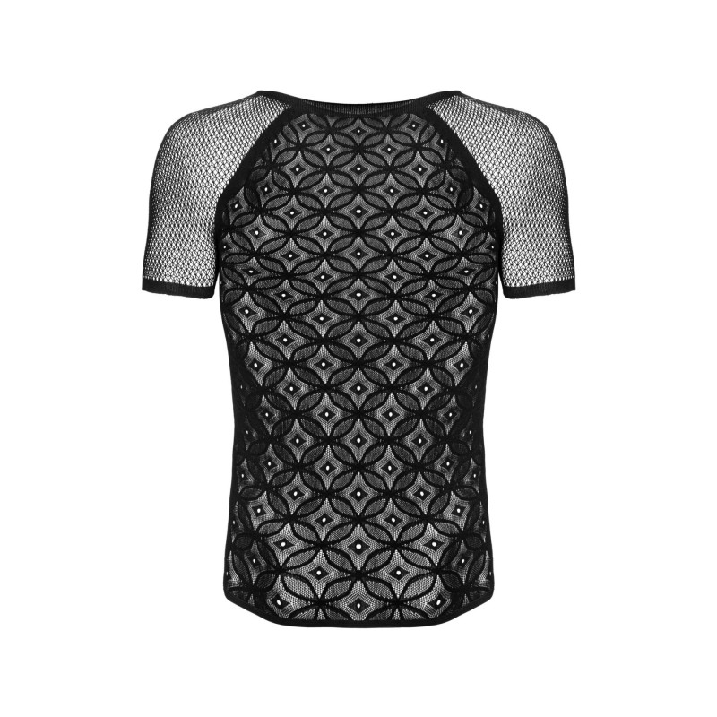 Чоловіча напівпрозора футболка з орнаментом Obsessive T102 T-shirt S/M/L, чорна