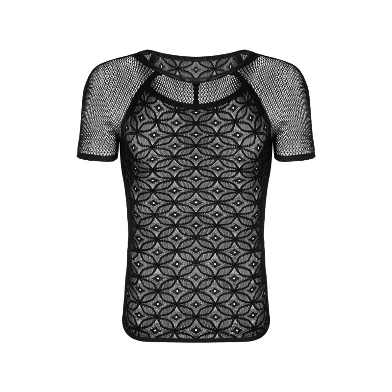 Чоловіча напівпрозора футболка з орнаментом Obsessive T102 T-shirt S/M/L, чорна