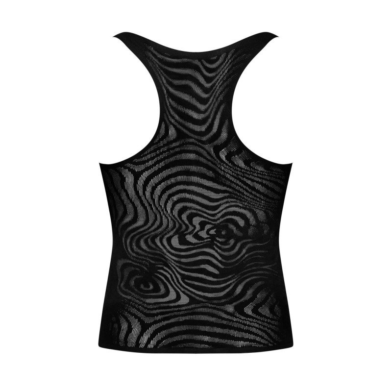 Чоловіча напівпрозора майка-борцовка з візерунком Obsessive T103 tank top S/M/L, чорна