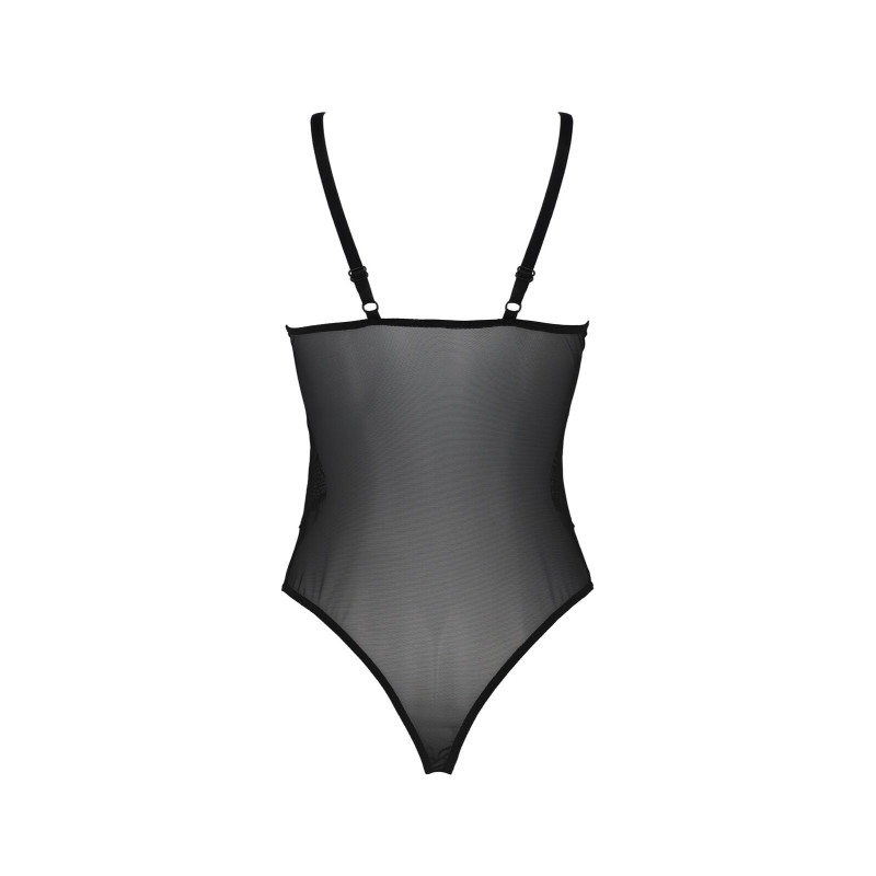 Боди Passion KERRIA BODY black, S/M, с высокими вырезами и верхом балконет