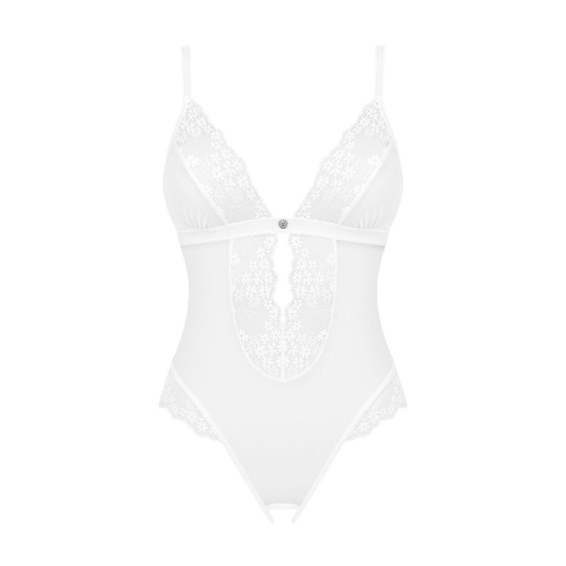 Эротическое полупрозрачное боди Obsessive Heavenlly crotchless teddy белый XS/S