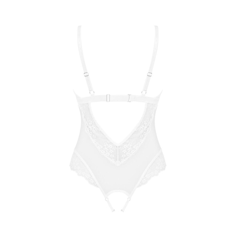 Эротическое полупрозрачное боди Obsessive Heavenlly crotchless teddy белый XS/S