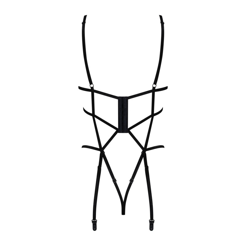 Боди со стрепом с доступом Obsessive Badossa crotchless teddy черный S/M
