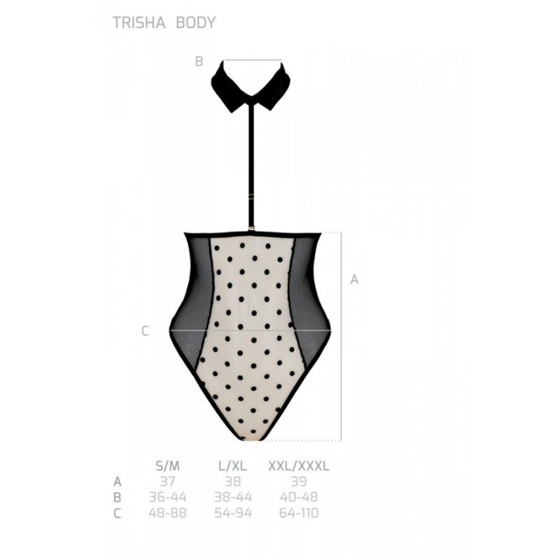 Эротическое боди Passion TRISHA BODY, L/XL, beige, с открытыми чашками