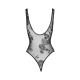 Боді Noir Handmade F242 Tulle body with patterned flock embroidery, M