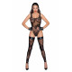 Боді Noir Handmade F242 Tulle body with patterned flock embroidery, M