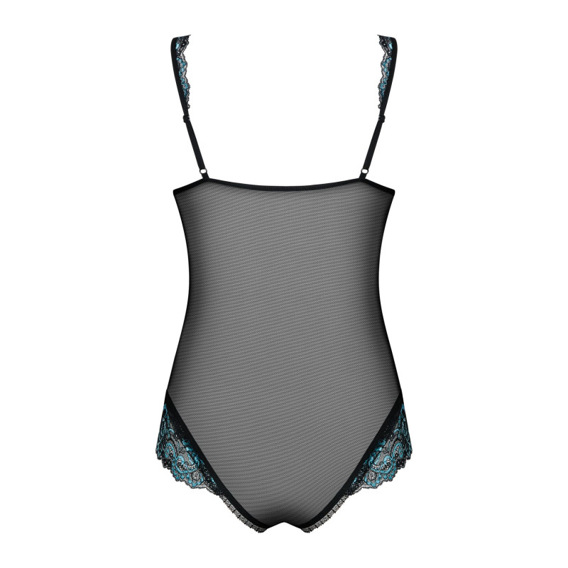 Сетчатое боди на косточках Obsessive Amanta teddy черное S/M