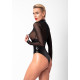 Боди Noir Handmade F321 Edge, 3XL, низ под латекс, верх сетка, молния на все тело, декор кольца