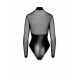 Боди Noir Handmade F321 Edge, 3XL, низ под латекс, верх сетка, молния на все тело, декор кольца