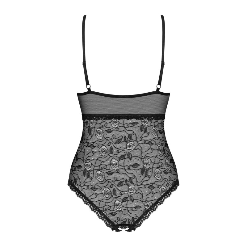 Кружевное боди с доступом Obsessive 818-TED-1 teddy XS/S, черное