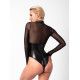 Боди Noir Handmade F321 Edge, 3XL, низ под латекс, верх сетка, молния на все тело, декор кольца