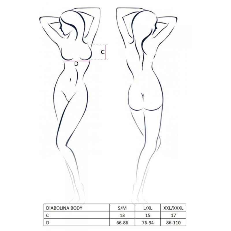 Боді монокіні з відкритими грудьми Passion DIABOLINA BODY Чорний S/M