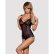 Сітчасте боді на кісточках Obsessive Amanta teddy чорне L/XL