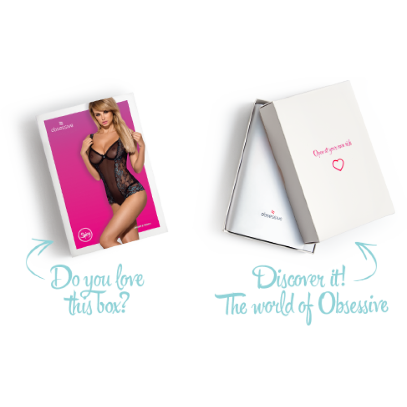 Сітчасте боді на кісточках Obsessive Amanta teddy чорне L/XL