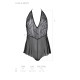 Боді Passion LEAFA BODY black, XXL/XXXL на зав'язках, м'яка чашка, низ у вигляді шортиків