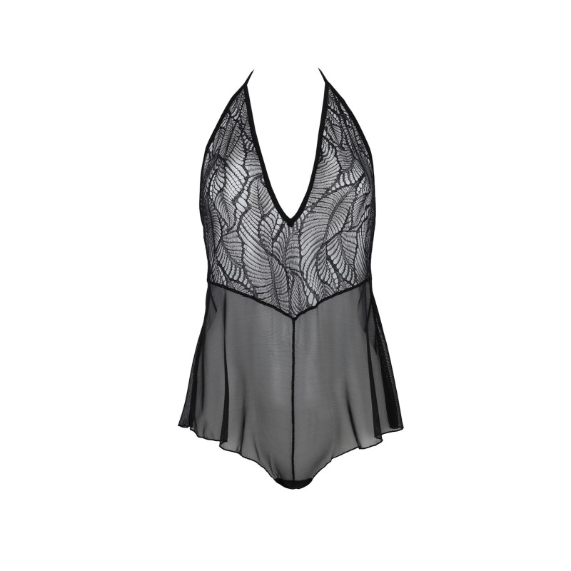 Боді Passion LEAFA BODY black, XXL/XXXL на зав'язках, м'яка чашка, низ у вигляді шортиків