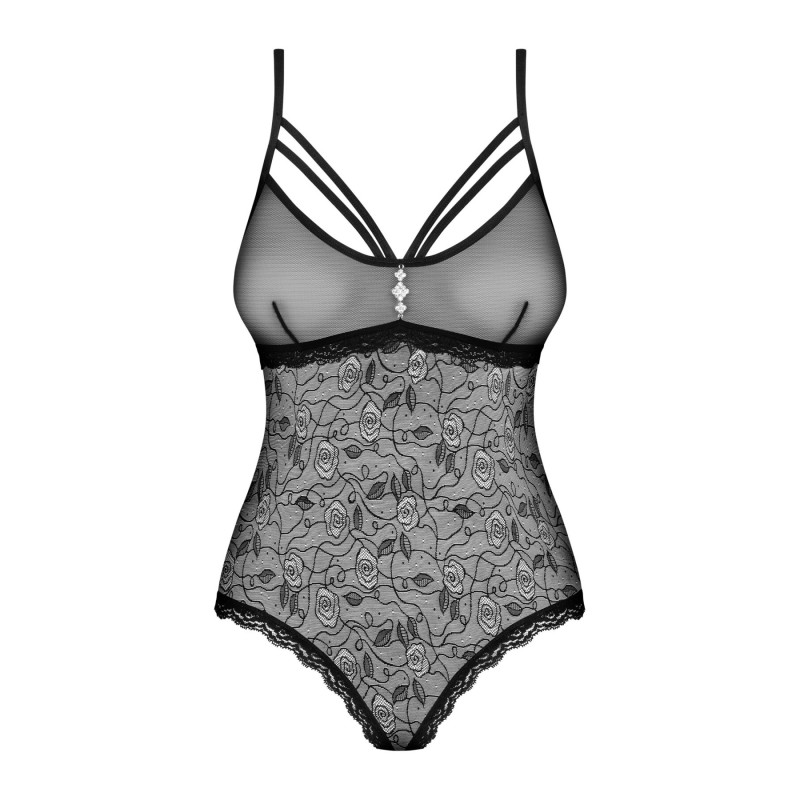 Кружевное боди с доступом 818-TED-1 teddy черное S/M