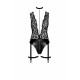 Боди Noir Handmade F297 Libido, XXL, черное, кружево, низ под латекс, открытый доступ, гартеры