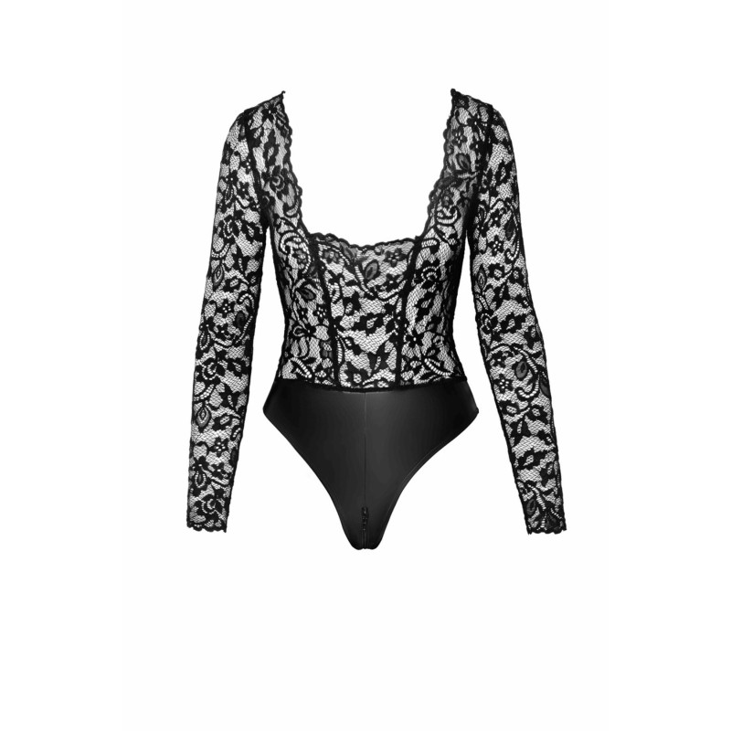 Боді Noir Handmade F296 Psyche, S, мереживо, довгий рукав, низ під латекс, з доступом