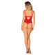 Боди с доступом Obsessive Ingridia crotchless teddy XL/2XL, красное, открытая грудь