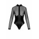 Боди Noir Handmade F321 Edge, S, низ под латекс, верх сетка, молния на все тело, декор кольца
