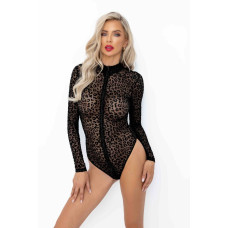 Боди под леопард Noir Handmade F287 Leopard flock bodysuit with long sleeves, 3XL, длинный рукав
