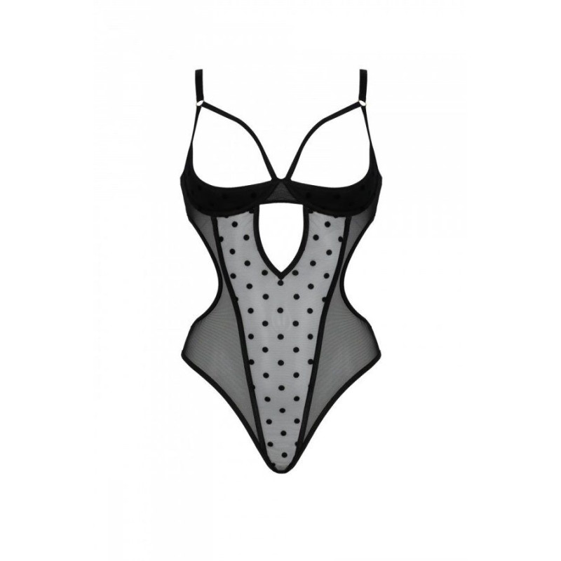 Эротическое боди Passion MARINA BODY, S/M, black, с открытыми чашками