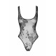 Боді Noir Handmade F242 Tulle body with patterned flock embroidery, XL
