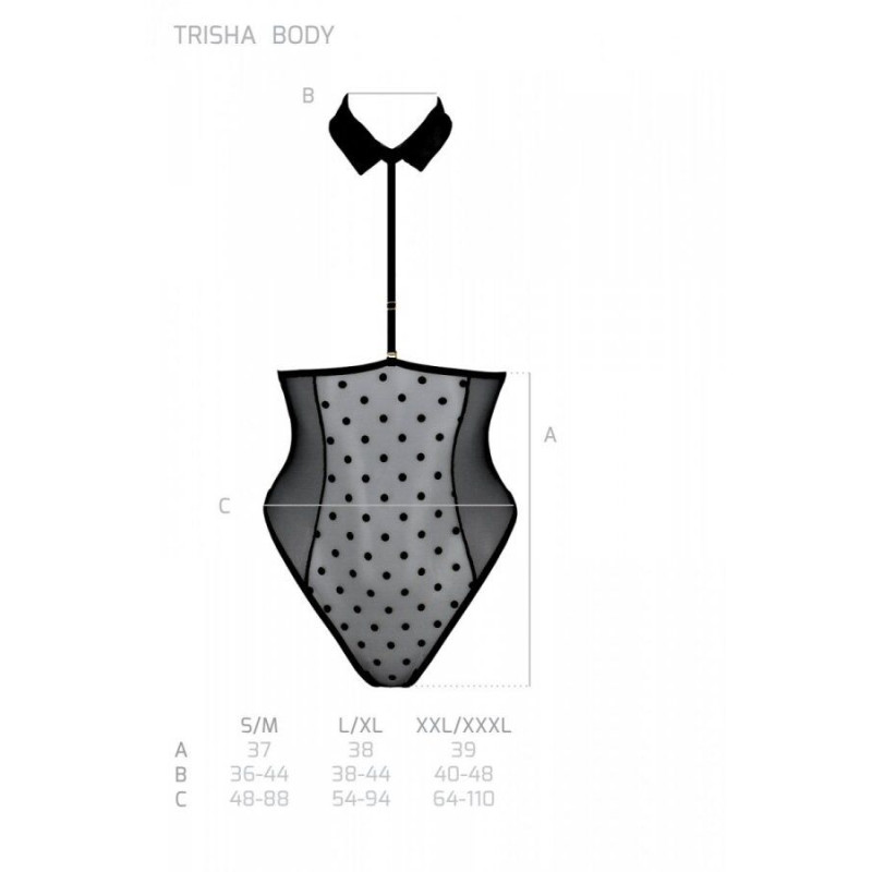 Эротическое боди Passion TRISHA BODY, S/M, black, с открытыми чашками