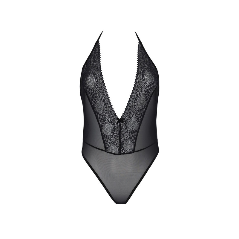 Боди Passion DROSERA BODY black, L/XL, высокие вырезы, верх на завязках
