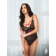 Боди Obsessive Novenes teddy, M/L, прозрачное, чашки на косточках, декор в виде лент