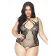 Тедді з відкритим доступом Leg Avenue Net lace crotchless teddy Black XL/XXL